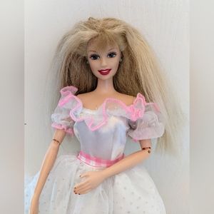 Barbie Doll with White Country Bride Dress and Pink Accents